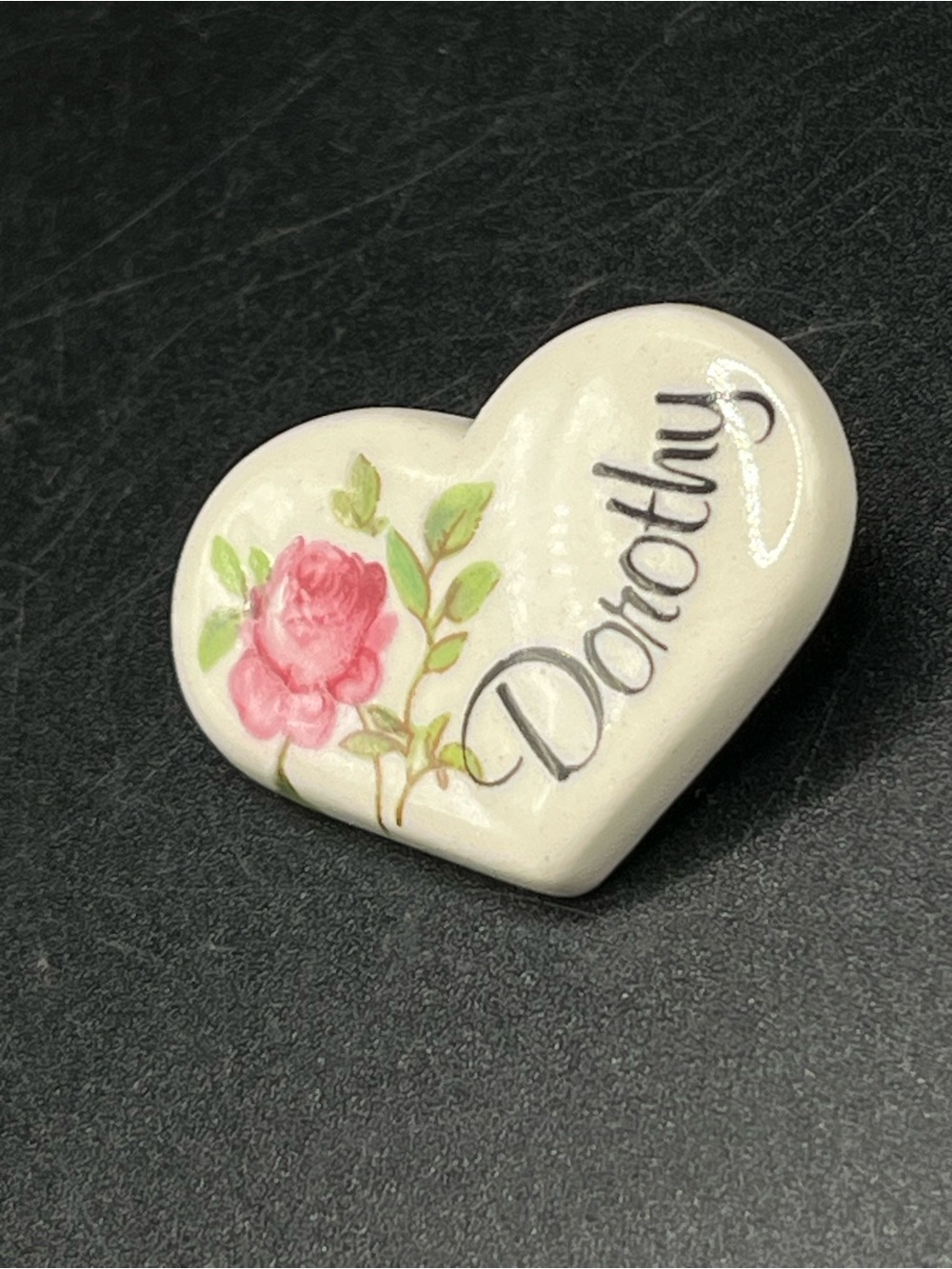 Vintage Ceramic Dorothy Heart Pin Signed